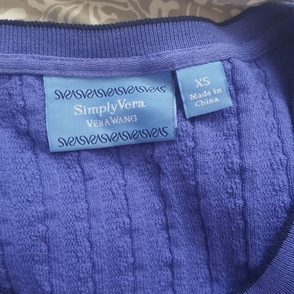 Simply Vera Wang Purple Sweater Dress with Black Eyelash Lace Trim - Picture 3 of 5